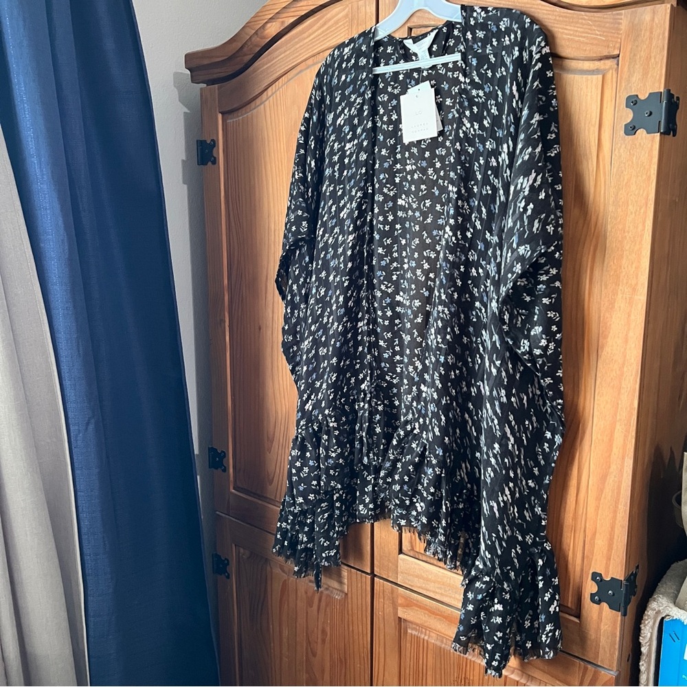 Black Floral Kimono Cardigan